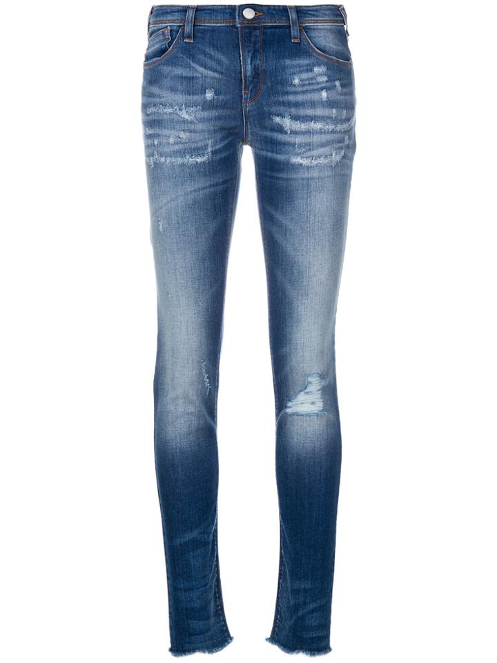 Emporio Armani Distressed Skinny Jeans - Blue
