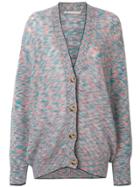 Christopher Kane Ribbed Contrast Trim V-neck Cardigan - Grey