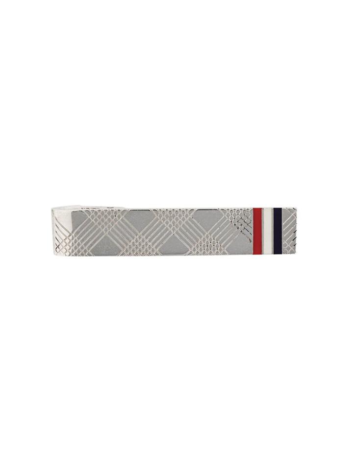 Thom Browne Tie Bar With Stripe Details - Silver