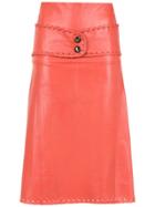 Andrea Bogosian Leather Midi Skirt - Yellow & Orange