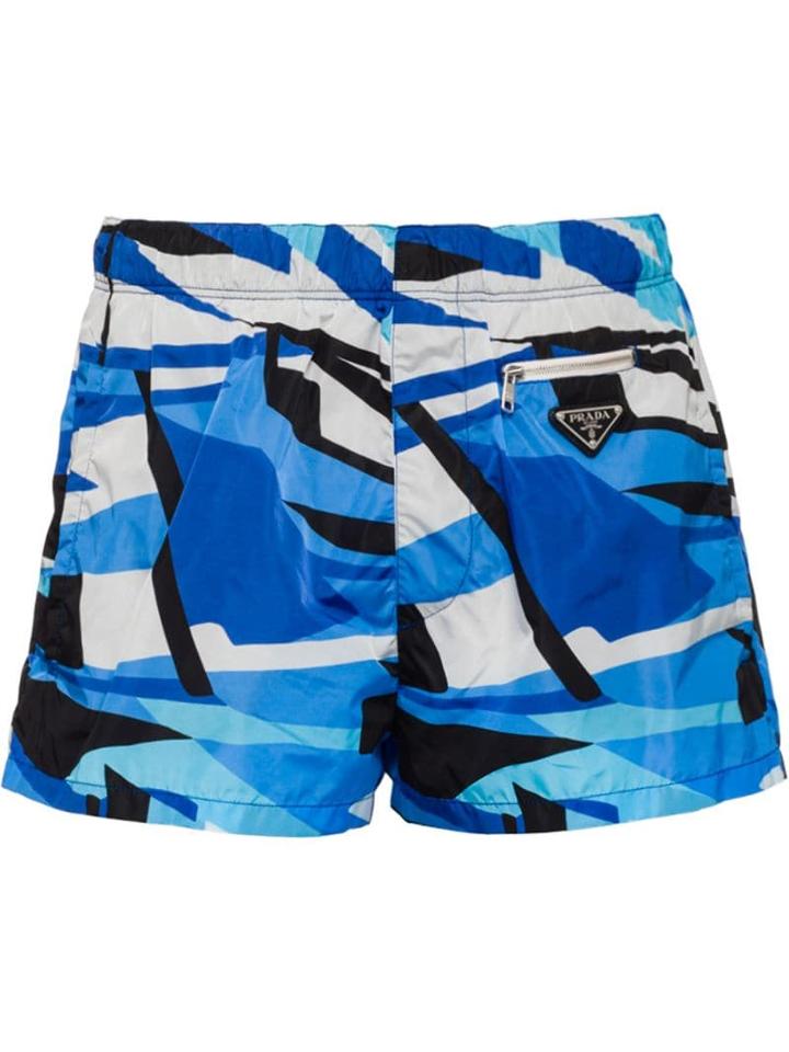 Prada Abstract Pattern Swim Trunks - F0013 Light Blue
