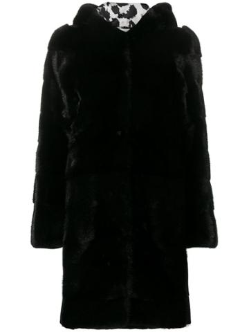 Philipp Plein Fur Hooded Coat - Black