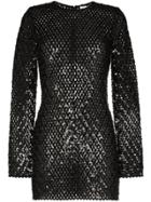 Saint Laurent Sequin Embellished Knitted Mini Dress - Black