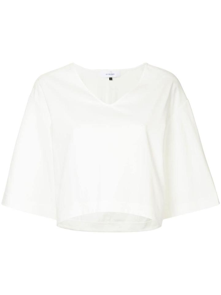 Le Ciel Bleu Cropped Flared T-shirt - White