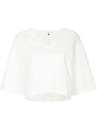 Le Ciel Bleu Cropped Flared T-shirt - White