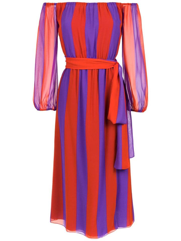 Nk Striped Silk Dress - Pink & Purple