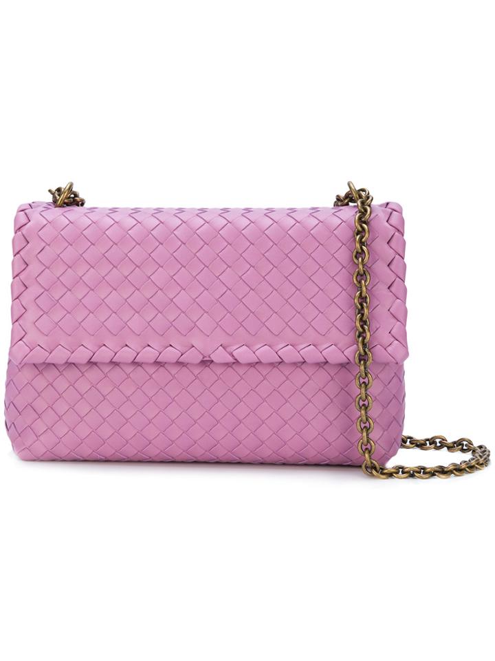 Bottega Veneta Olympia Intrecciato Shoulder Bag - Pink & Purple