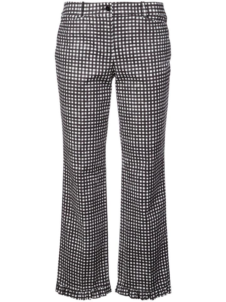 Michael Kors Collection Gingham Ruffle-hem Trousers - White