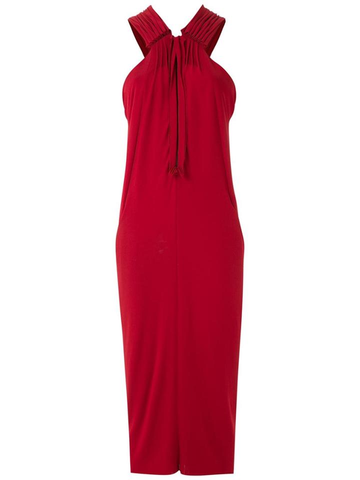 Mara Mac Long Draped Dress - Red
