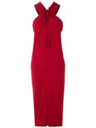 Mara Mac Long Draped Dress - Red