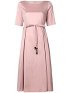 's Max Mara Belted Flared Dress - Pink & Purple