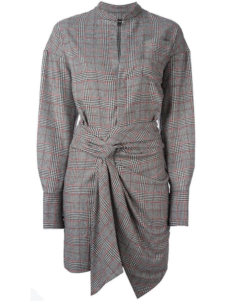 Isabel Marant 'khol' Knot-front Shirt Dress, Women's, Size: 34, White, Silk/acrylic/polyester/wool
