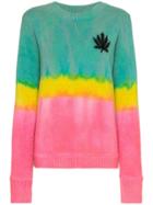 The Elder Statesman Dyed Ombre Leaf Intarsia Cashmere Sweater -