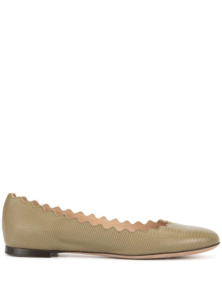 Chloé Wave-cut Ballerinas - Green