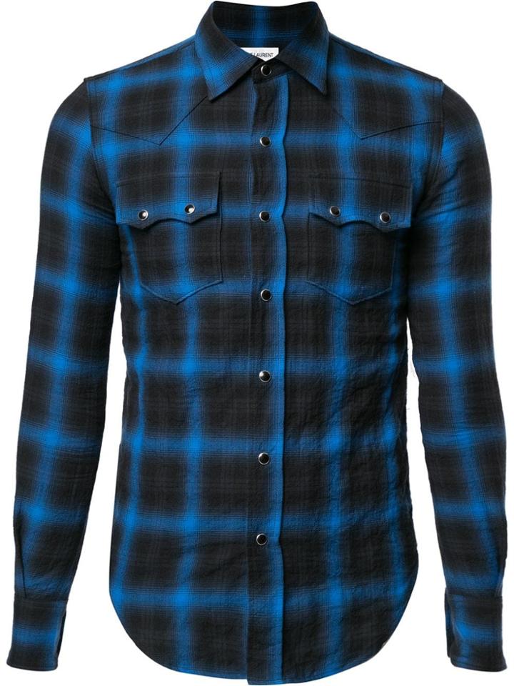 Saint Laurent Checked Western Shirt - Black
