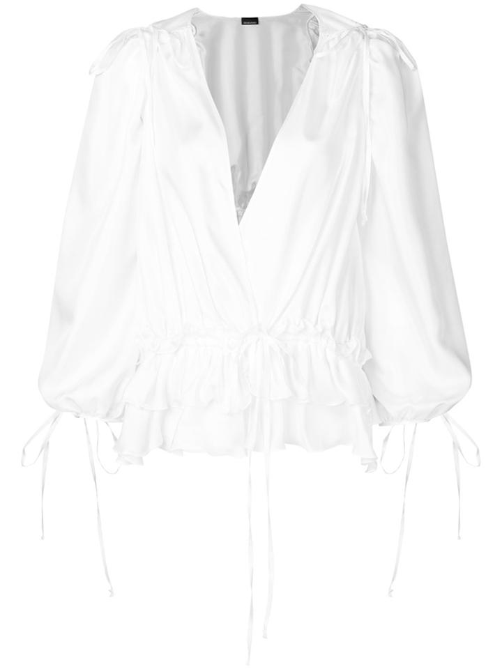 Ermanno Ermanno Deep V-neck Ruffle Blouse - White