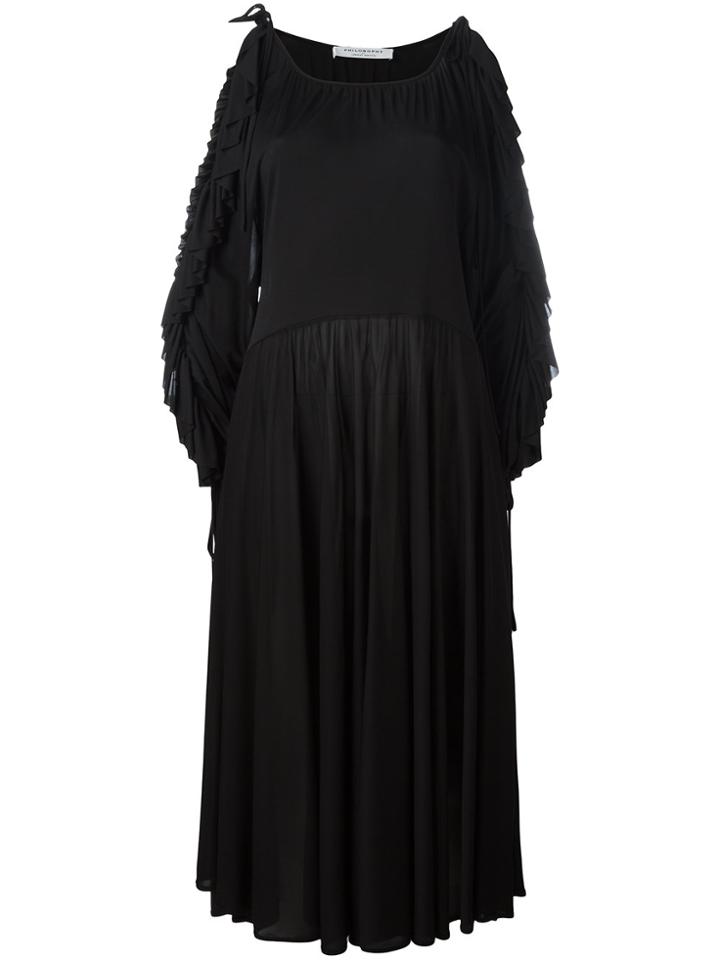 Philosophy Di Lorenzo Serafini Ruffled Sleeve Midi Dress - Black