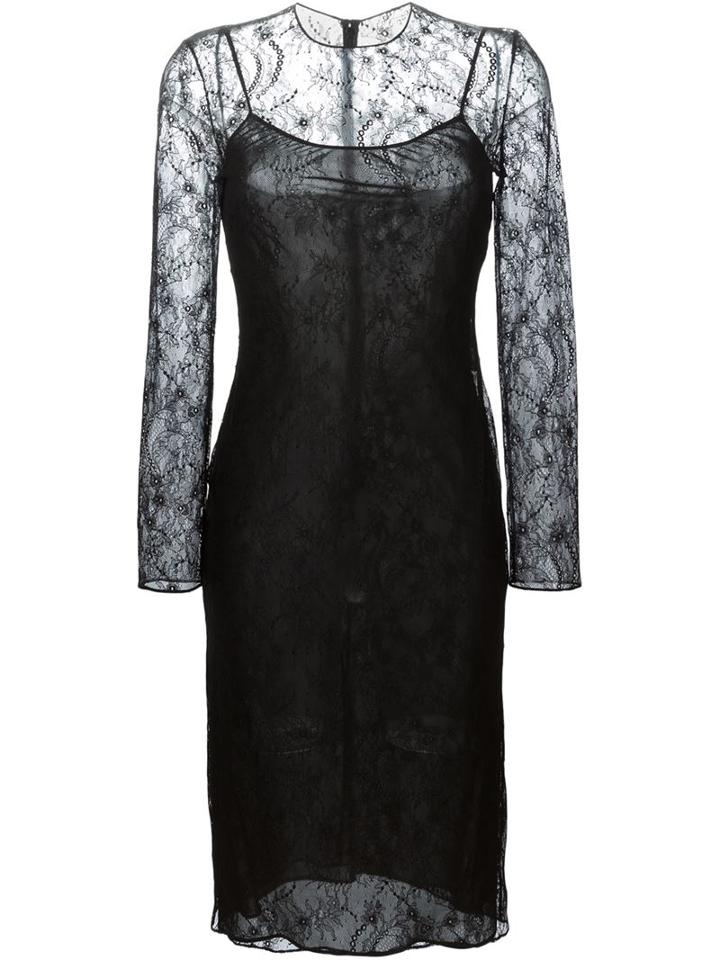 Givenchy Fitted Floral Lace Dress, Women's, Size: 40, Black, Silk/polyamide/spandex/elastane/viscose