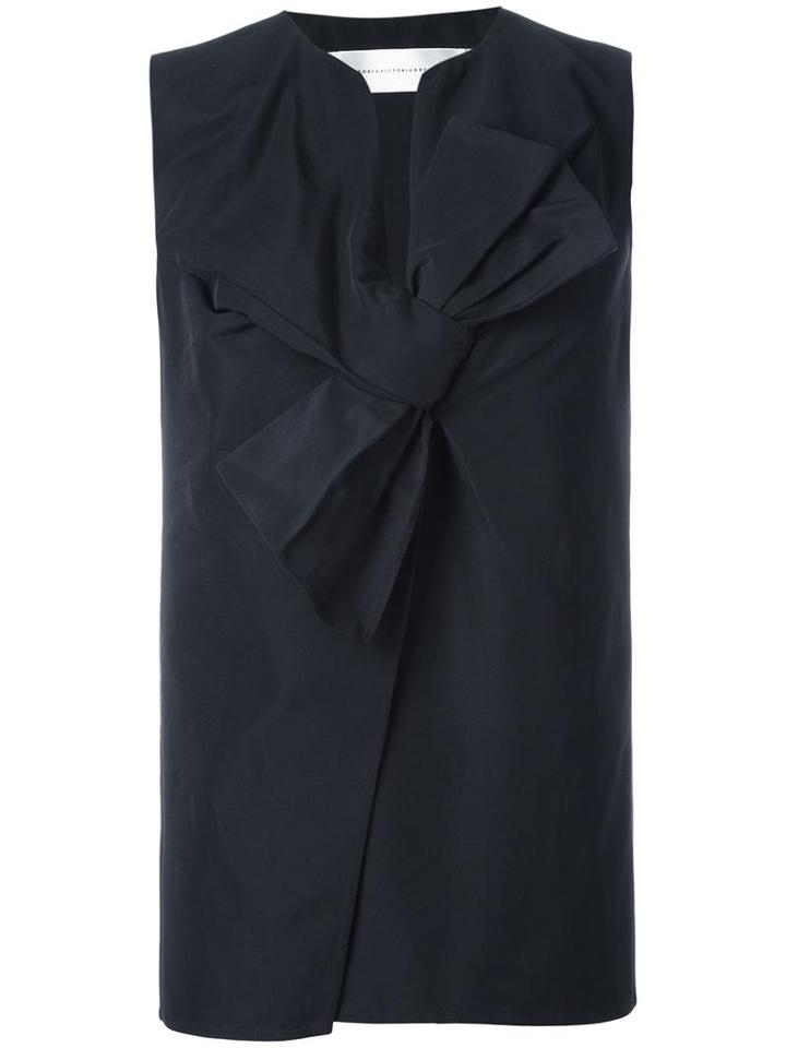 Victoria Victoria Beckham Bow Detail Top, Women's, Size: 6, Black, Cotton/viscose
