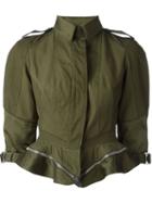 Alexander Mcqueen Peplum Jacket, Women's, Size: 44, Green, Cotton