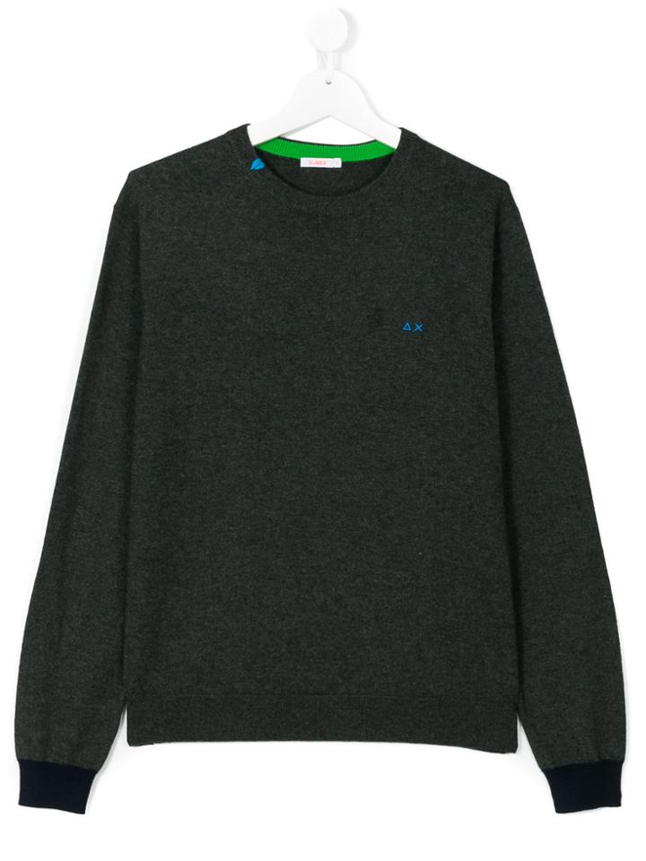 Sun 68 Kids Contrast Cuff Sweater - Grey