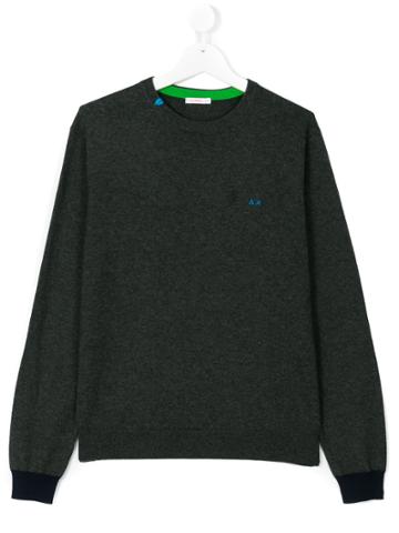 Sun 68 Kids Contrast Cuff Sweater - Grey
