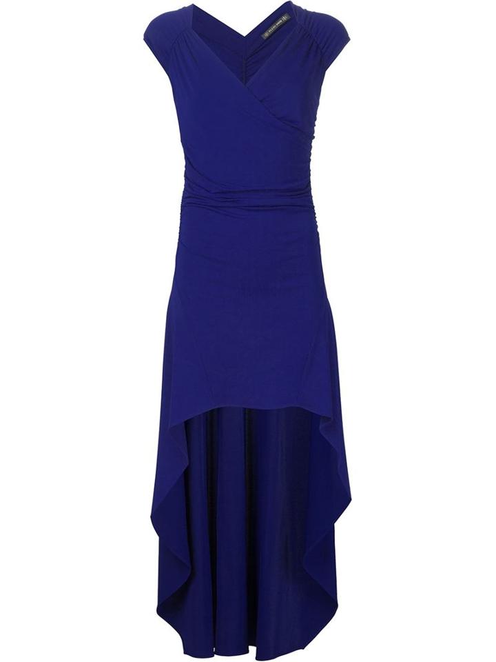 Plein Sud High Low Hem Dress, Women's, Size: 40, Blue, Acetate/polyamide/spandex/elastane