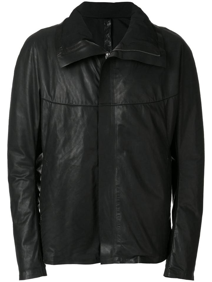 Isaac Sellam Experience - High Collar Leather Jacket - Men - Cotton/calf Leather/polyurethane/duck Feathers - L, Black, Cotton/calf Leather/polyurethane/duck Feathers