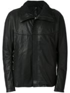 Isaac Sellam Experience - High Collar Leather Jacket - Men - Cotton/calf Leather/polyurethane/duck Feathers - L, Black, Cotton/calf Leather/polyurethane/duck Feathers