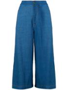 Tsumori Chisato Knitted Side Stripe Denim Culottes - Blue