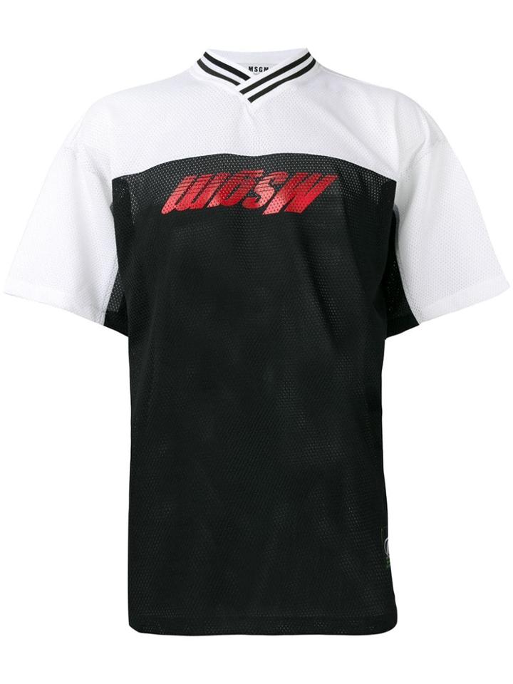 Msgm Perforated Jersey-style Top - Black
