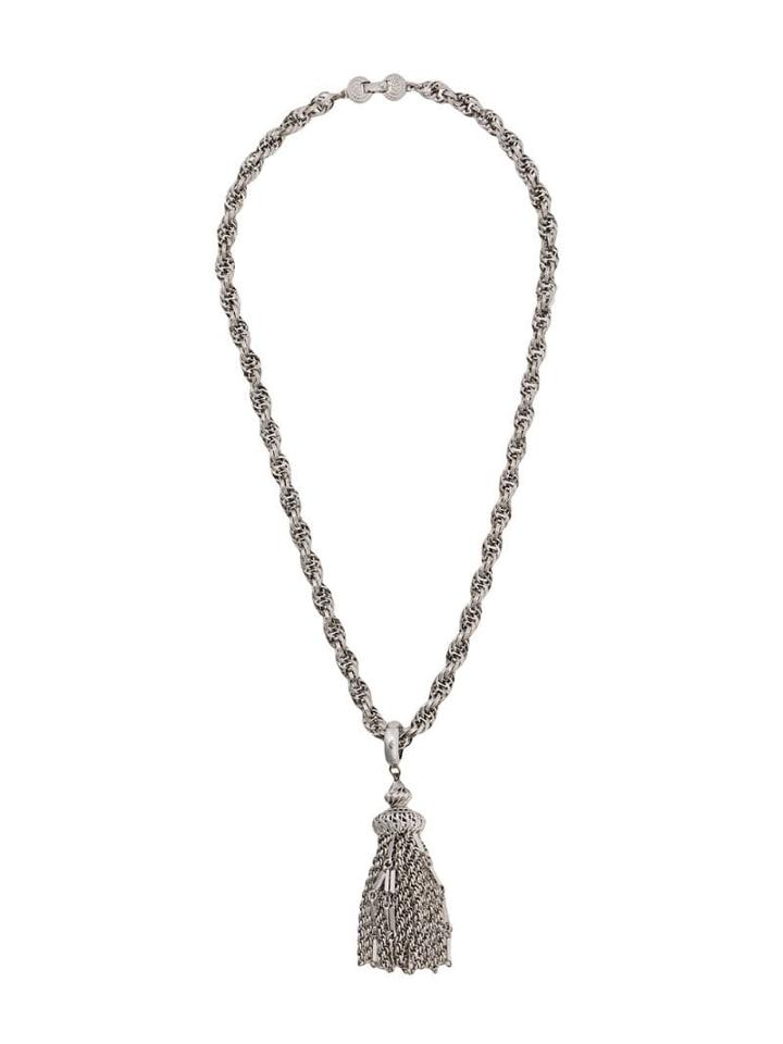 Monet Pre-owned 1970's Chain Tassel Necklace - Silver