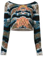Baja East Cashmere Cropped Tiger Stripe Sweater - Multicolour