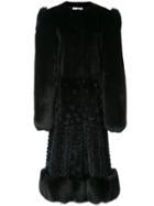 Oscar De La Renta Bubble Technique Fur Coat - Black