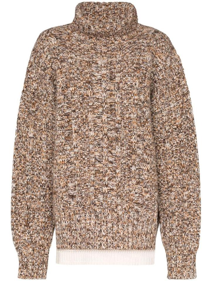 Jil Sander Turtleneck Chunky Knit Jumper - Brown