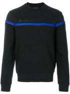 Armani Jeans Contrast Stripe Embroidered Sweatshirt - Black
