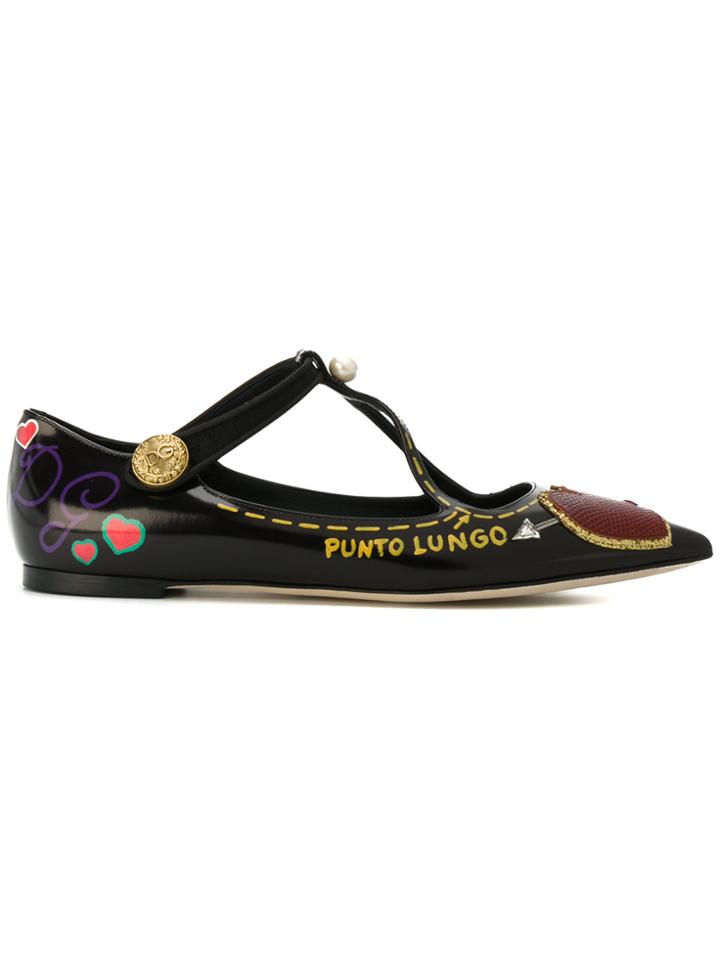 Dolce & Gabbana Bellucci Appliqué Ballerinas - Black