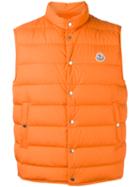 Moncler High Neck Body Warmer, Men's, Size: 2, Yellow/orange, Feather Down/polyamide/goose Down
