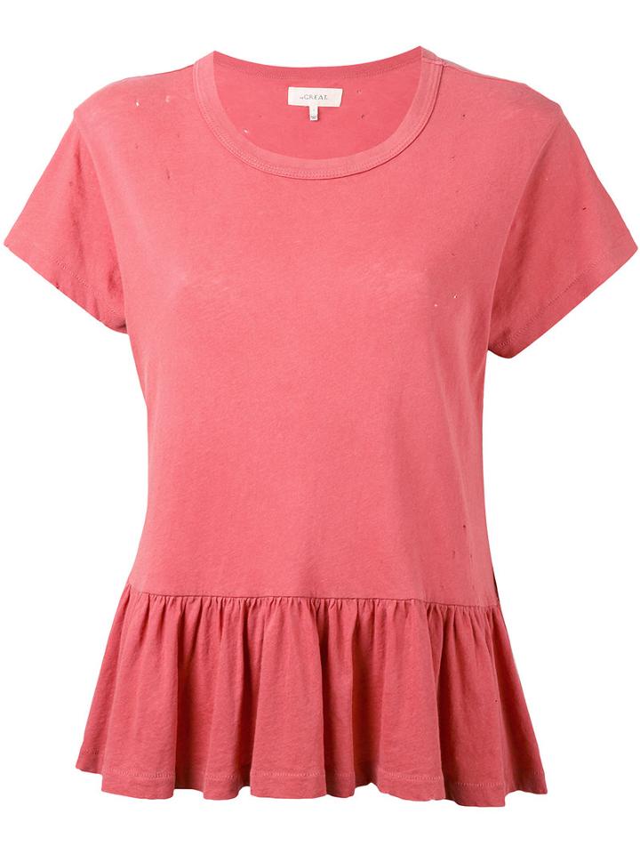 The Great - Peplum T-shirt - Women - Cotton - Xxs, Nude/neutrals, Cotton