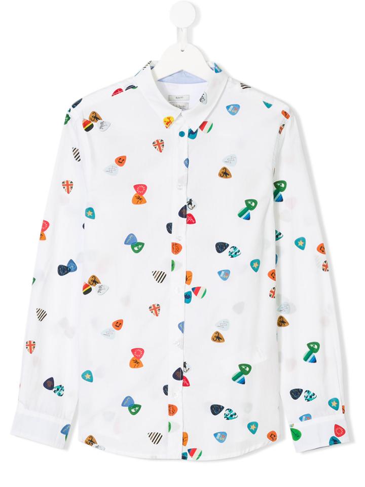 Paul Smith Junior Teen Plectrum Print Shirt - White