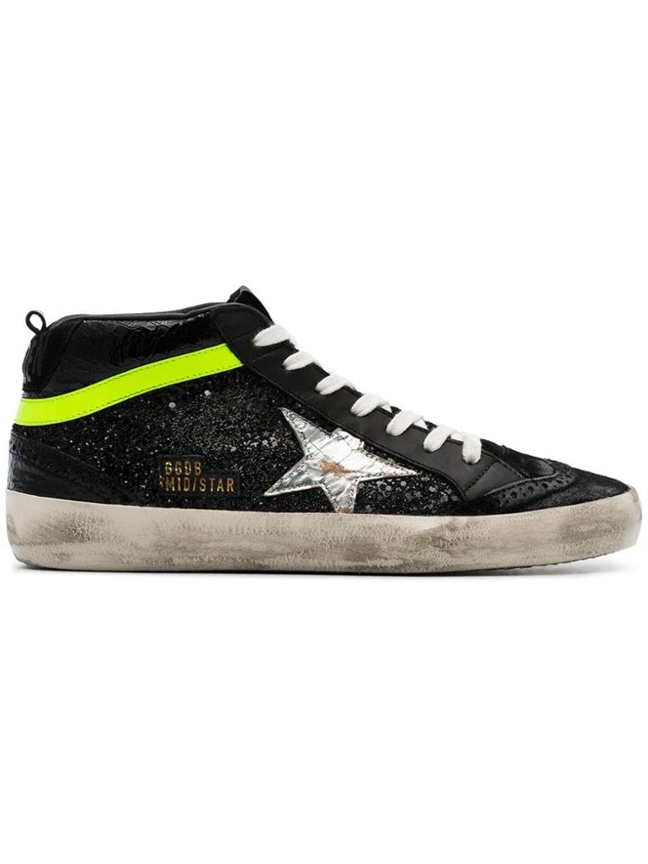 Golden Goose Deluxe Brand Mid Star Glittered Sneakers - Black
