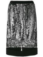 Vera Wang Lace Panel Sequin Skirt - Black