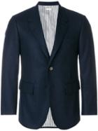 Thom Browne Wide Lapel Solid Wool Sport Coat - Blue