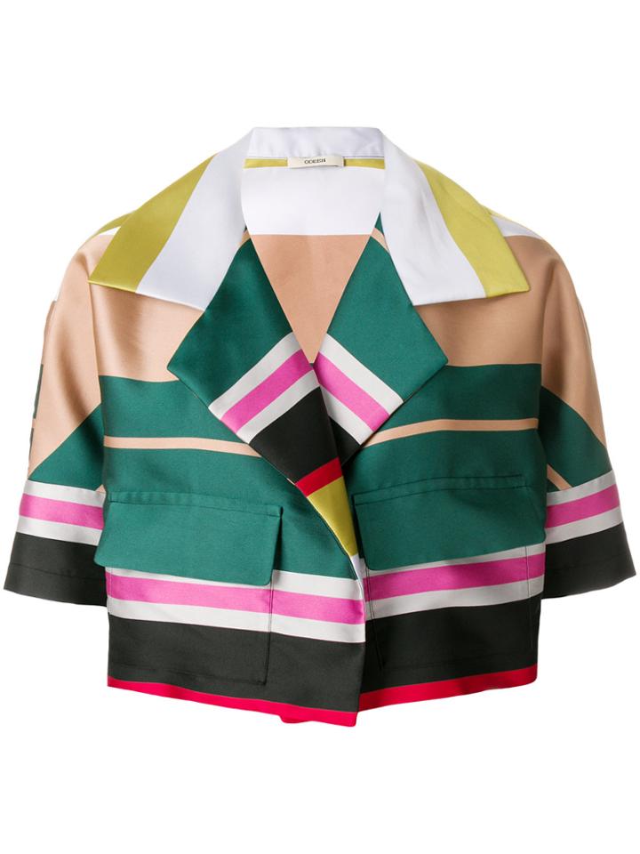 Odeeh Colour-block Cropped Jacket - Multicolour