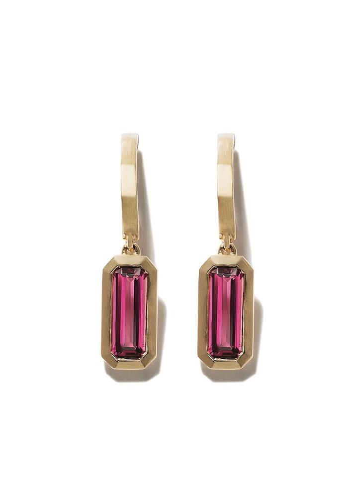 David Yurman 18kt Yellow Gold Novella Hoop Drop Pink Tourmaline