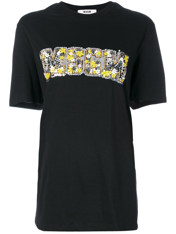 Msgm Logo Applique T-shirt - Black
