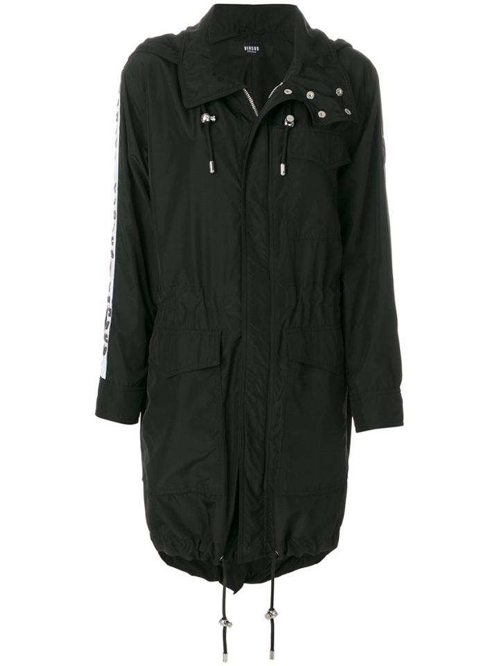Versus Logo Stripe Parka - Black