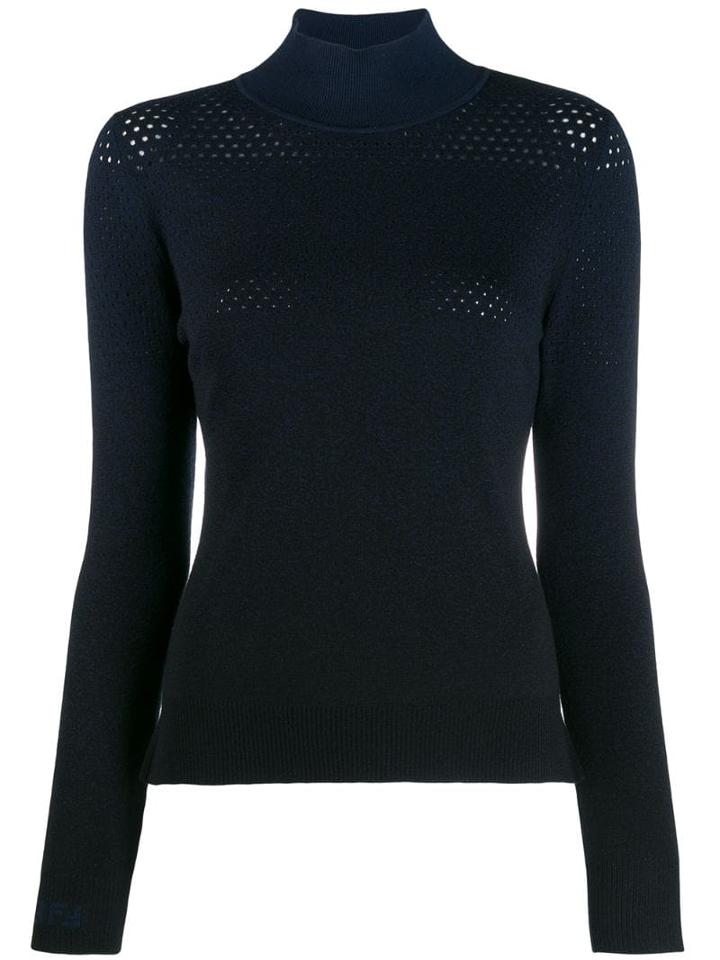 Fendi Perforated Knitted Sweater - Blue