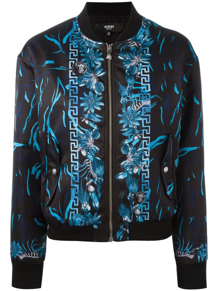 Versus - Printed Bomber Jacket - Women - Polyester/spandex/elastane/viscose - 40, Black, Polyester/spandex/elastane/viscose