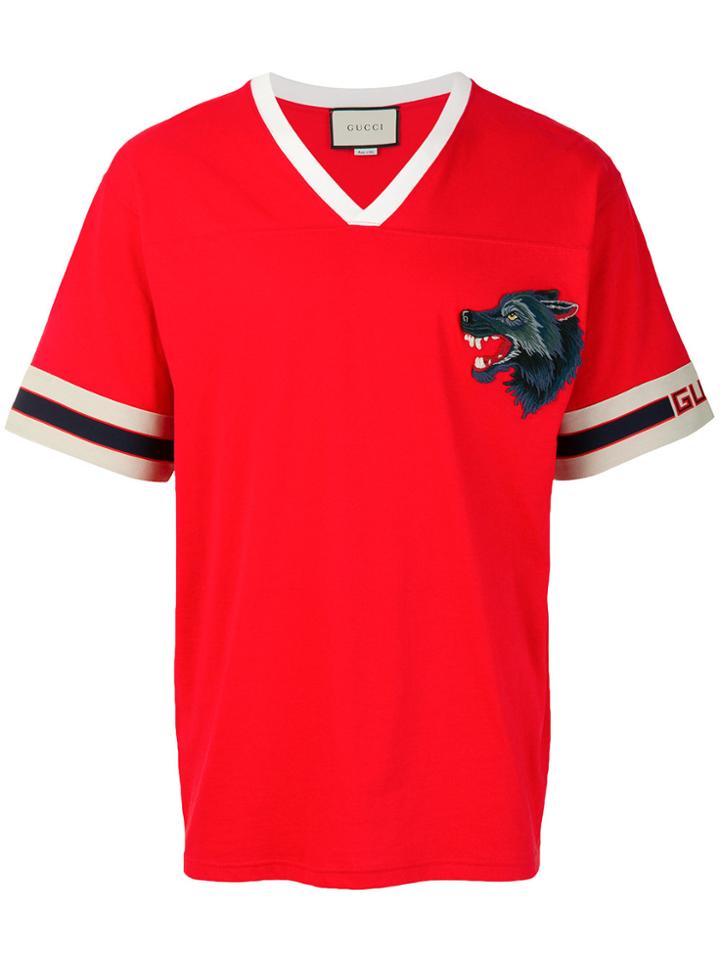 Gucci Wolf Head Embroidered T-shirt